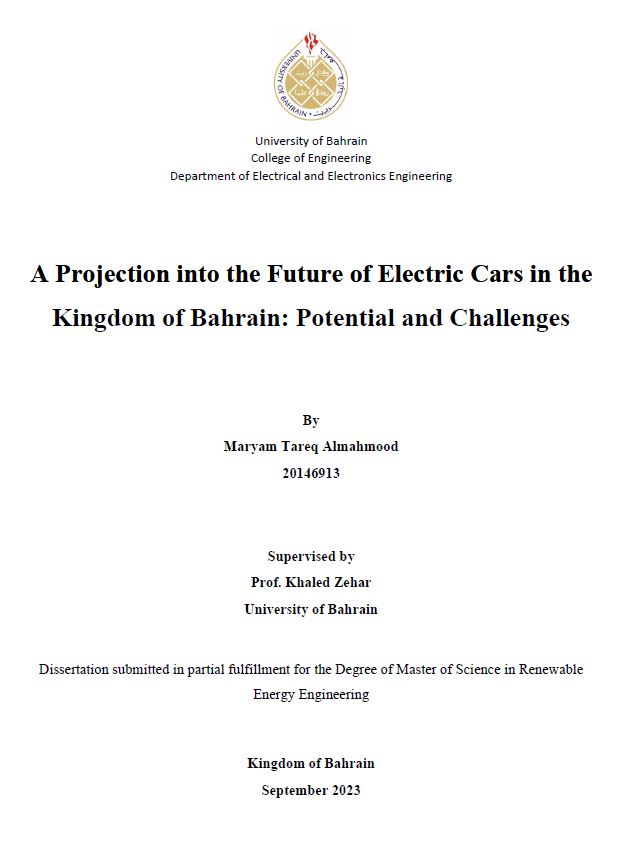 A Projection into the Future of Electric Cars in the Kingdom of Bahrain: Potential and Challenges