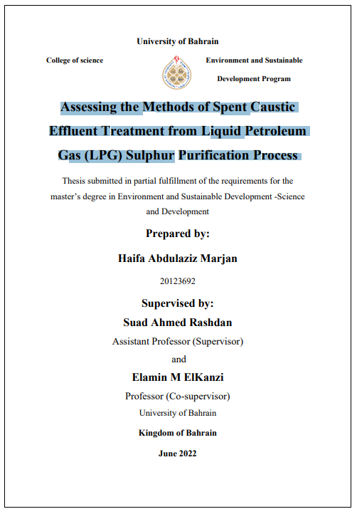 Assessing the Methods of Spent Caustic Effluent Treatment from Liquid Petroleum Gas (LPG) Sulphur Purification Process 