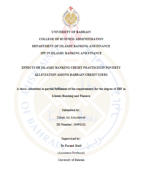 EFFECTS OF ISLAMIC BANKING CREDIT PRACTICES IN POVERTY ALLEVIATION AMONG BAHRAIN CREDIT USERS