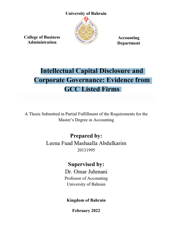 Intellectual Capital Disclosure and Corporate Governance : Evidence from GCC Listed Firms 