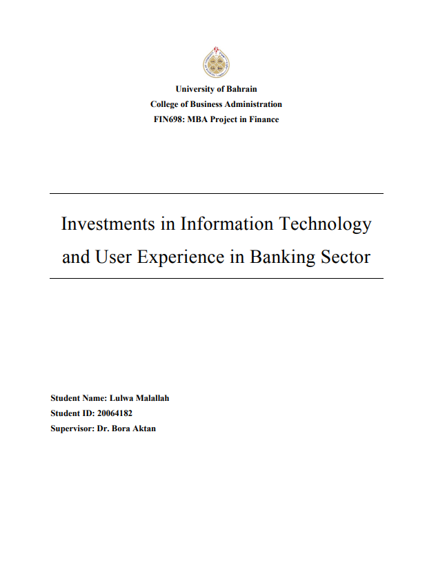 Investments in Information Technology and User Experience in Banking Sector