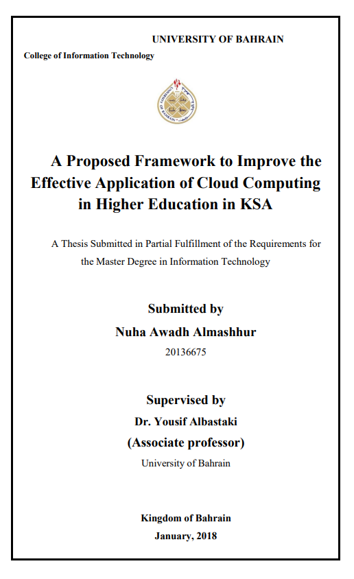 A Proposed Framework to Improve the Effective Application of Cloud Computing in Higher Education in KSA