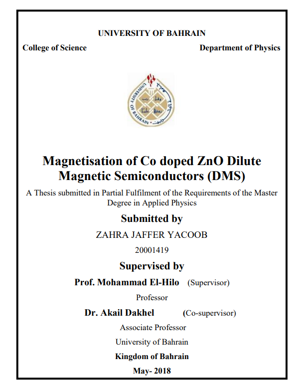 Magnetisation of Co doped ZnO Dilute Magnetic Semiconductors (DMS)