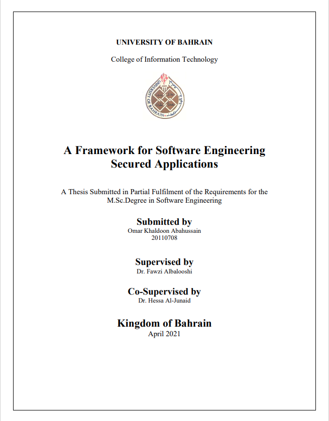 A Framework for Software Engineering  Secured Applications