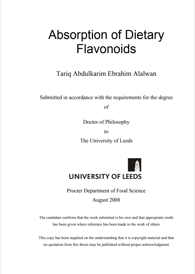 Absorption of Dietary  Flavonoids