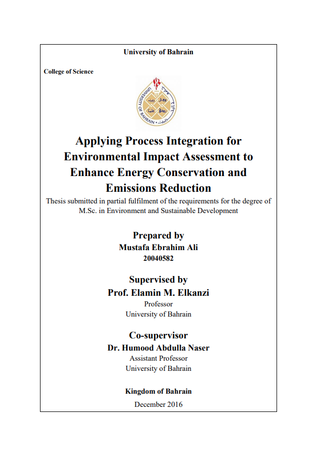 Applying Process Integration for  Environmental Impact Assessment to  Enhance Energy Conservation and  Emissions Reduction