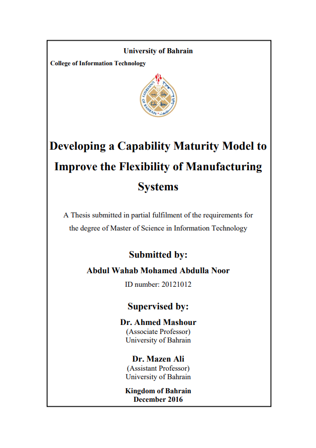 Developing a Capability Maturity Model to  Improve the Flexibility of Manufacturing  Systems