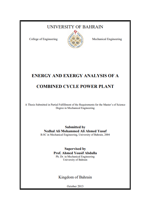 Energy and Exergy Analysis of a Combined Cycle Power Plant