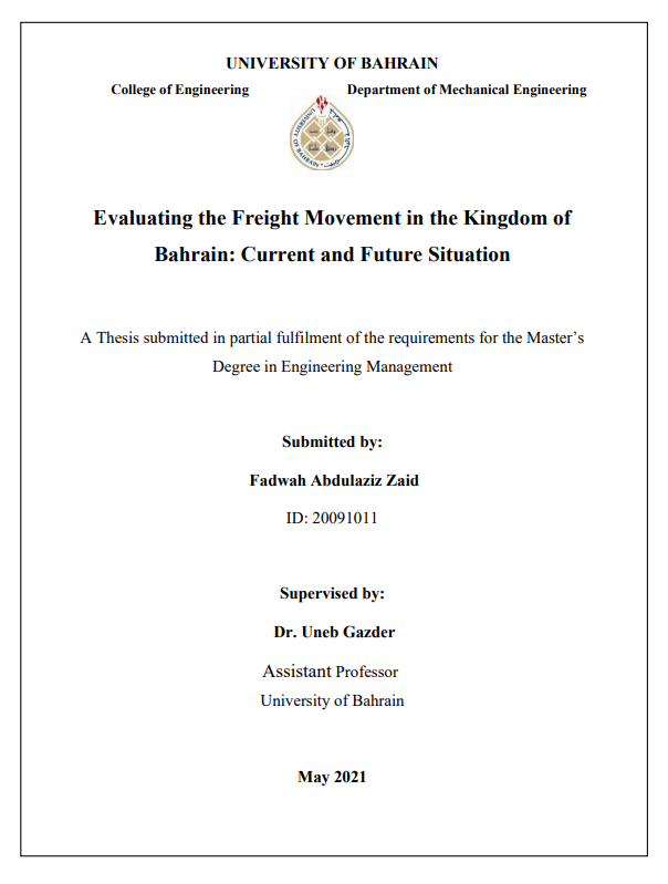 Evaluating the Freight Movement in the Kingdom of  Bahrain: Current and Future Situation