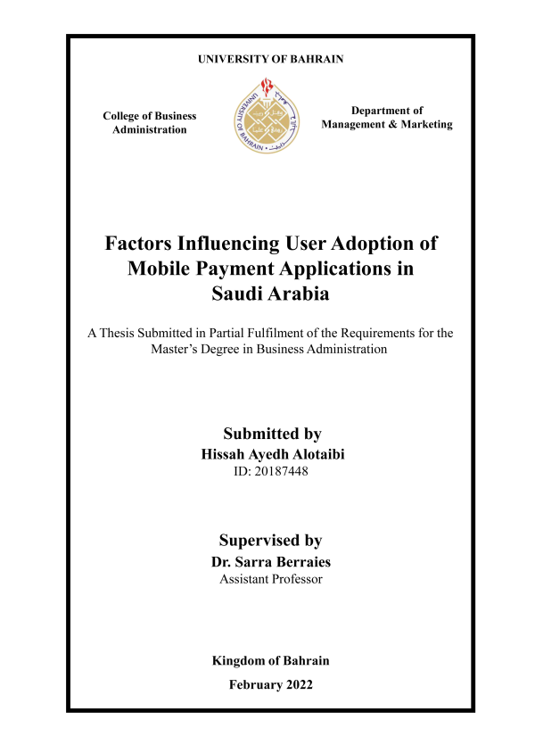 Factors Influencing User Adoption of Mobile Payment Applications in Saudi Arabia