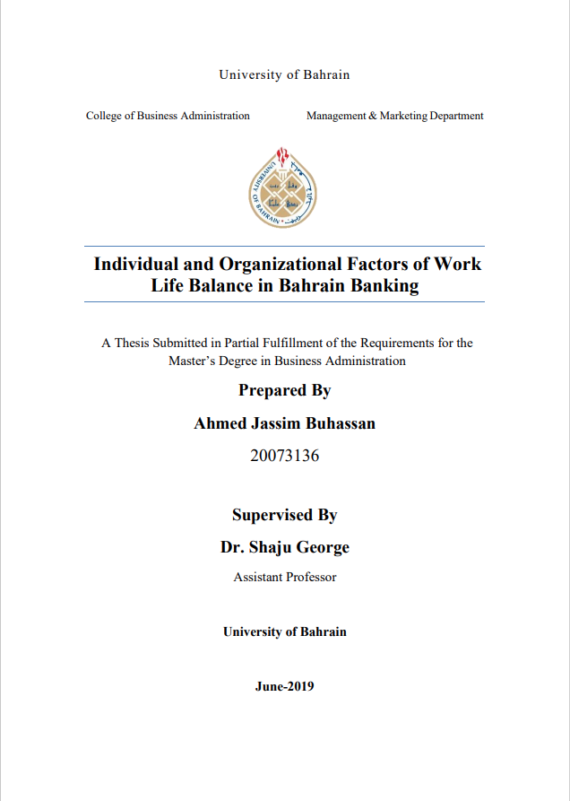 Individual and Organizational Factors of Work  Life Balance in Bahrain Banking