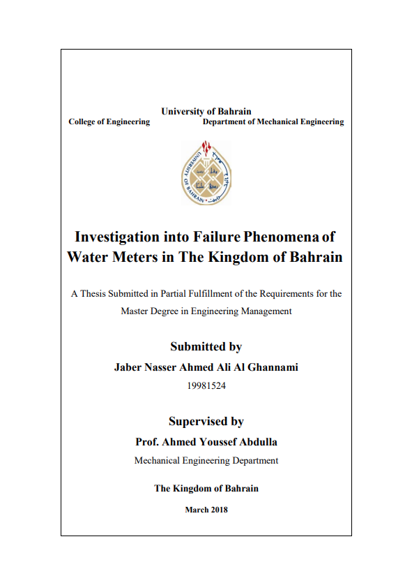 Investigation into Failure Phenomena of  Water Meters in The Kingdom of Bahrain