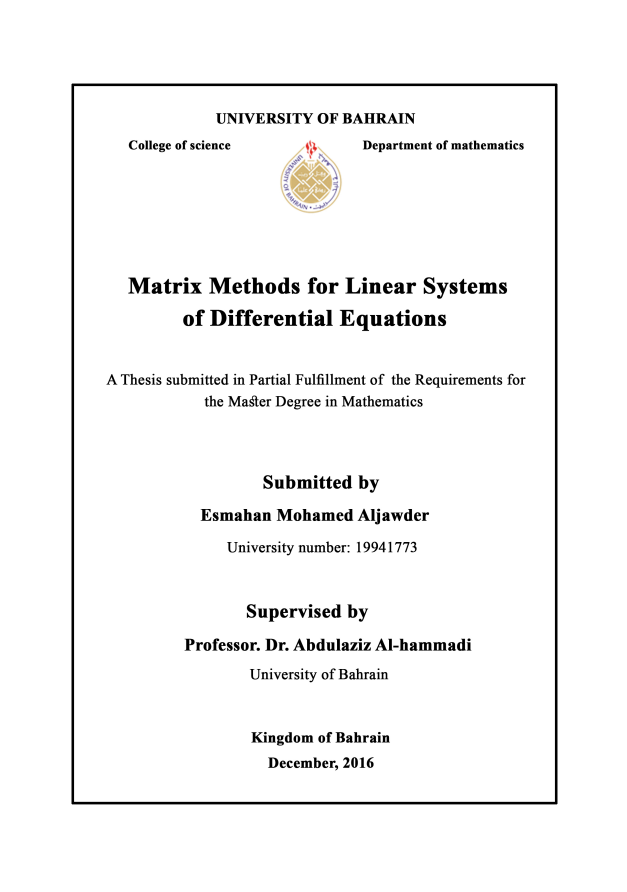 Matrix Methods for Linear Systems of Differential Equations