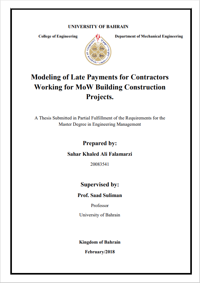 Modeling of Late Payments for Contractors Working for MoW Building Construction Projects