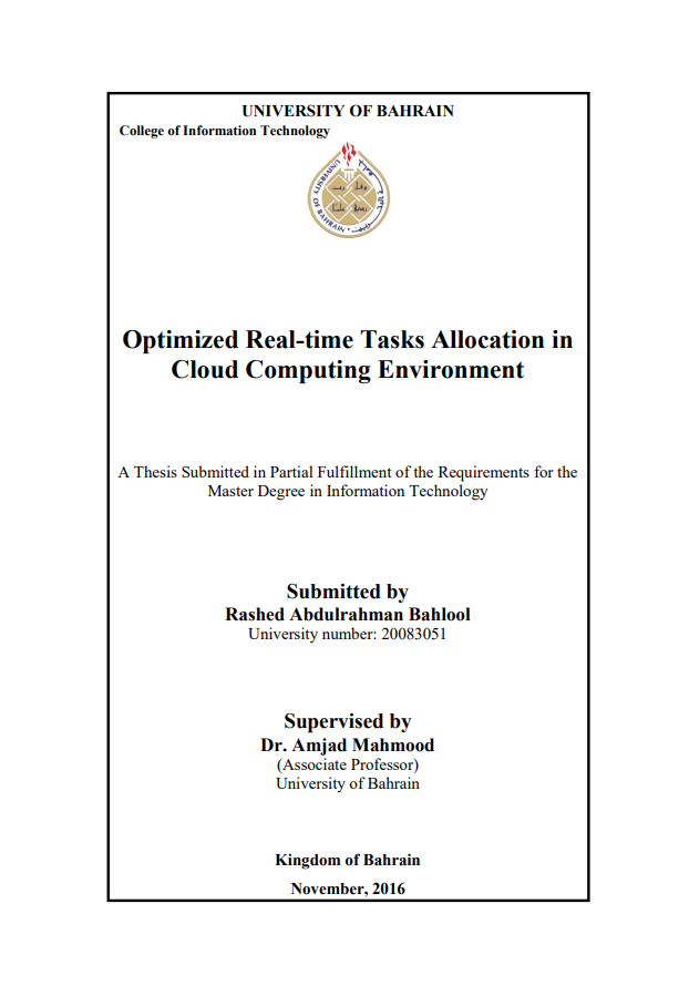 Optimized Real-time Tasks Allocation in Cloud Computing Environment 