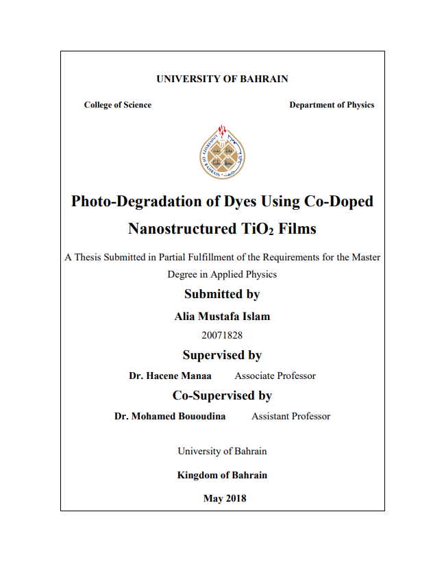 Photo-Degradation of Dyes Using Co-Doped  Nanostructured TiO2 Films