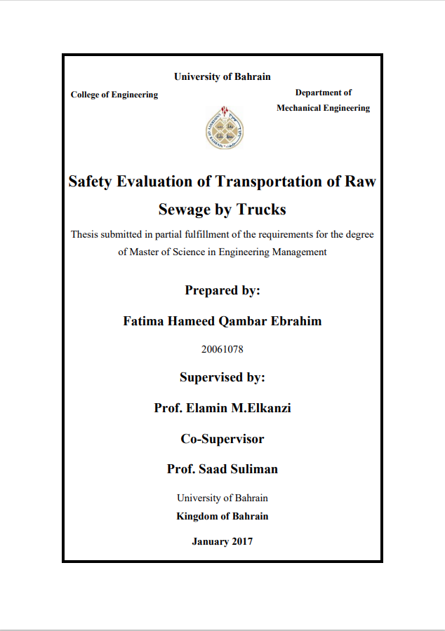 Safety Evaluation of Transportation of Raw Sewage by Trucks