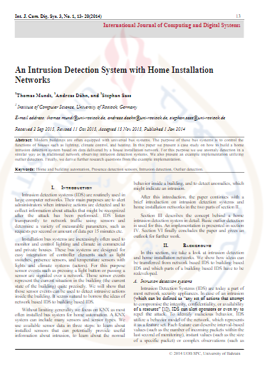 An Intrusion Detection System with Home Installation Networks 