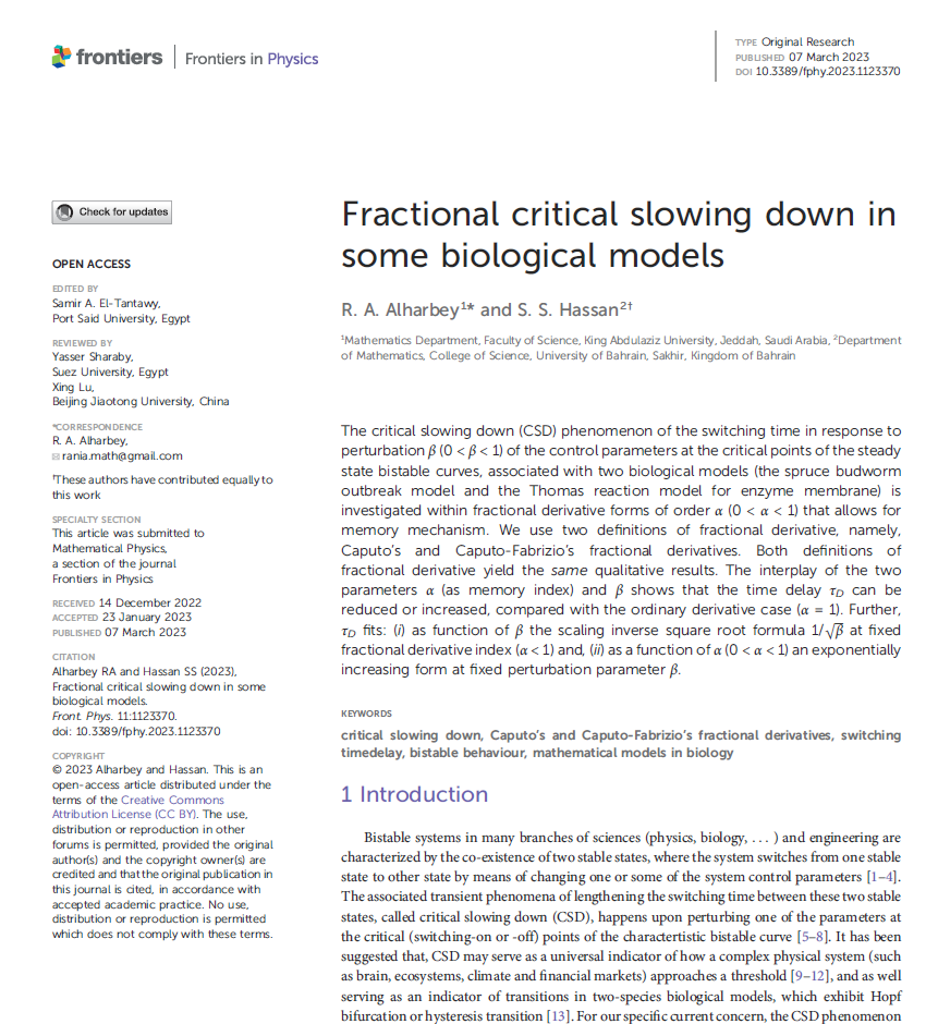 Fractional critical slowing down in some biological models