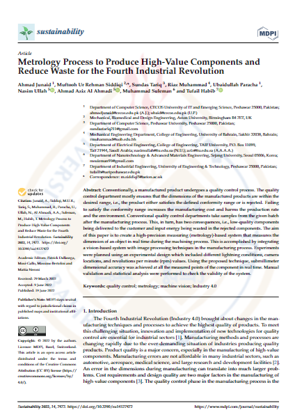 Metrology Process to Produce High-Value Components and Reduce Waste for the Fourth Industrial Revolution