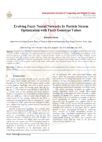 Evolving Fuzzy Neural Networks by Particle Swarm Optimization with Fuzzy Genotype Values