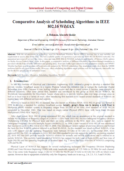 Comparative Analysis of Scheduling Algorithms in IEEE 802.16 WiMAX