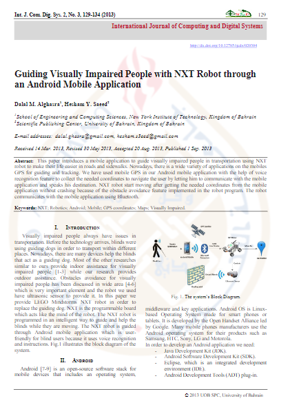 Guiding Visually Impaired People with NXT Robot through an Android Mobile Application