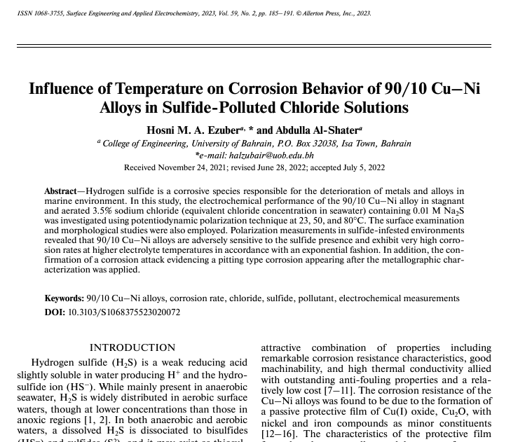 Influence of Temperature on Corrosion Behavior