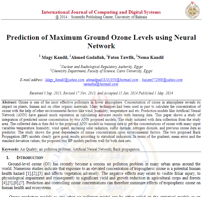 Prediction of Maximum Ground Ozone Levels using Neural Network