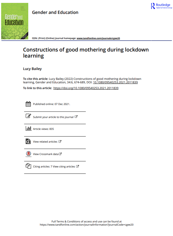 Constructions of good mothering during lockdown learning