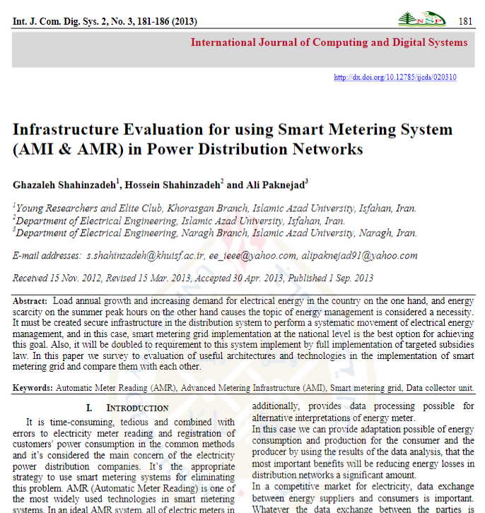 Infrastructure Evaluation for using Smart Metering System