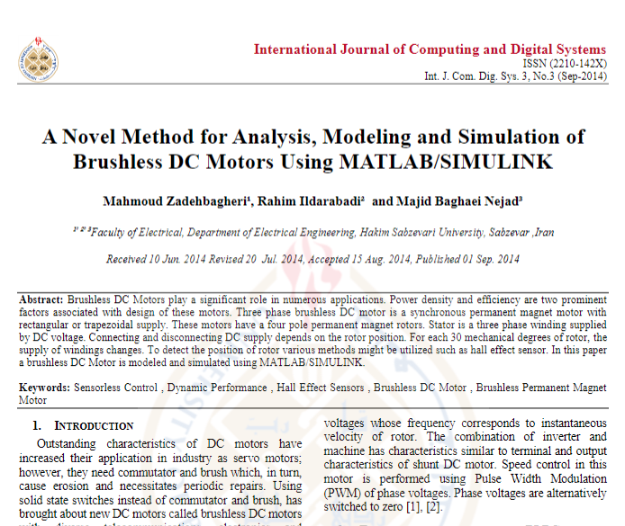 A Novel Method for Analysis, Modeling and Simulation of Brushless DC Motors