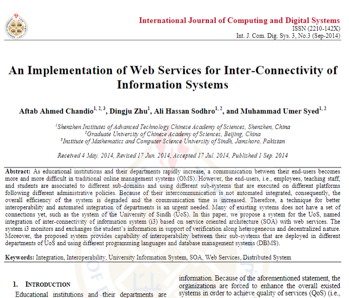 An Implementation of Web Services for Inter-Connectivity of Information Systems 