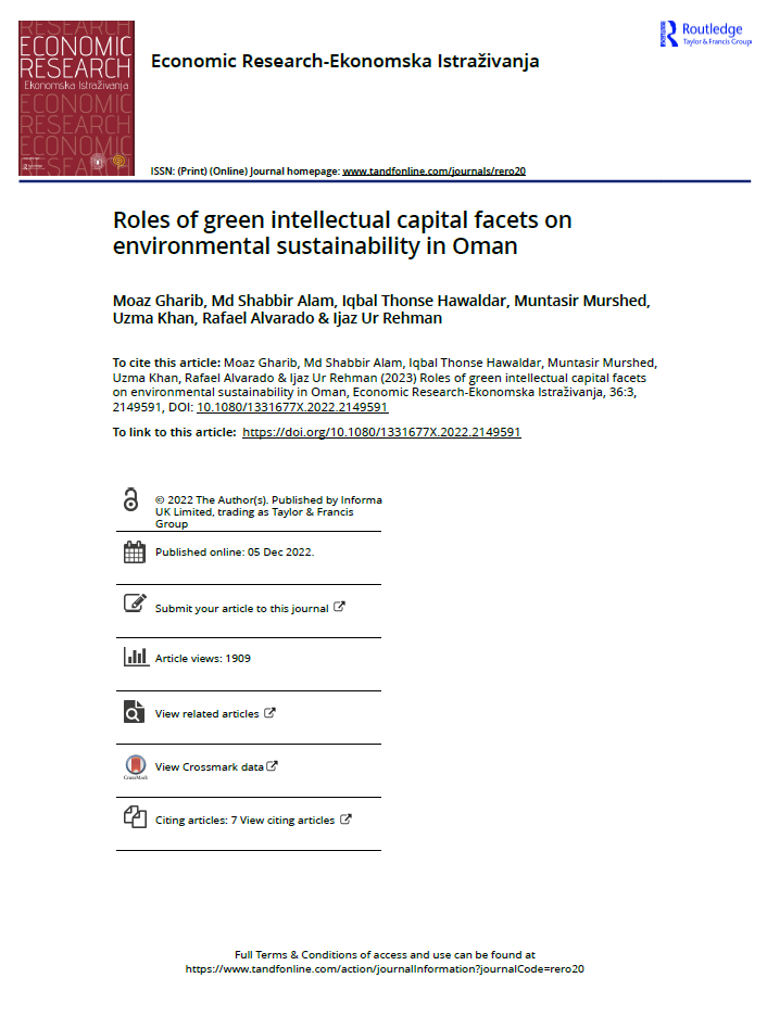 Roles of green intellectual capital facets on environmental sustainability in Oman