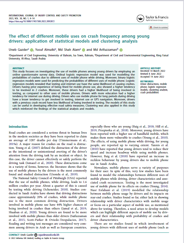 The effect of different mobile uses on crash frequency among young drivers: application of statistical models and clustering analysis