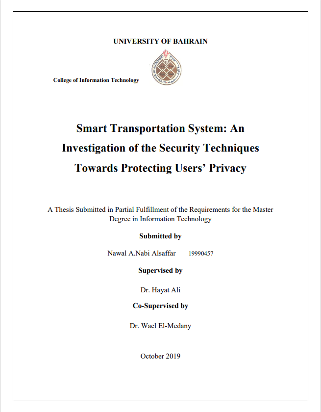 Smart Transportation System: An  Investigation of the Security Techniques Towards Protecting Users’ Privacy