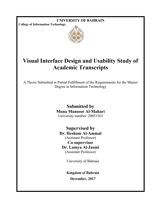 Visual Interface Design and Usability Study of  Academic Transcripts 