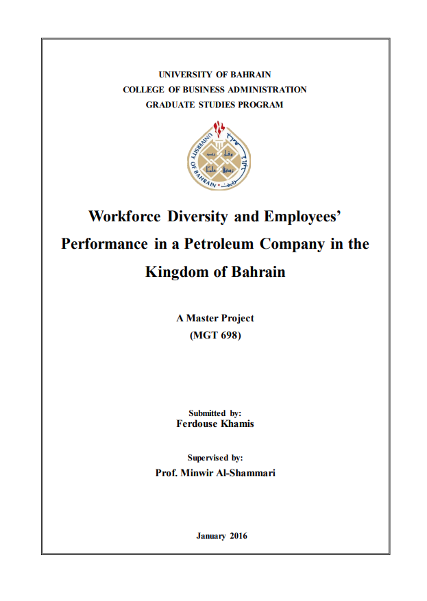 Workforce Diversity and Employees’ Performance in a Petroleum Company in the  Kingdom of Bahrain