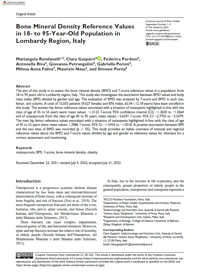 Bone Mineral Density Reference Values in 18- to 95-Year-Old Population in Lombardy Region