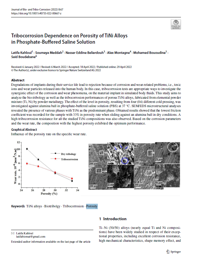 Tribocorrosion Dependence on Porosity of TiNi Alloys in Phosphate-Buffered Saline Solution