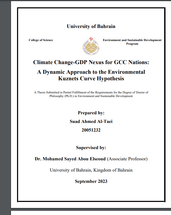 Climate Change-GDP Nexus for GCC Nations: A Dynamic Approach to the Environmental Kuznets Curve Hypothesis