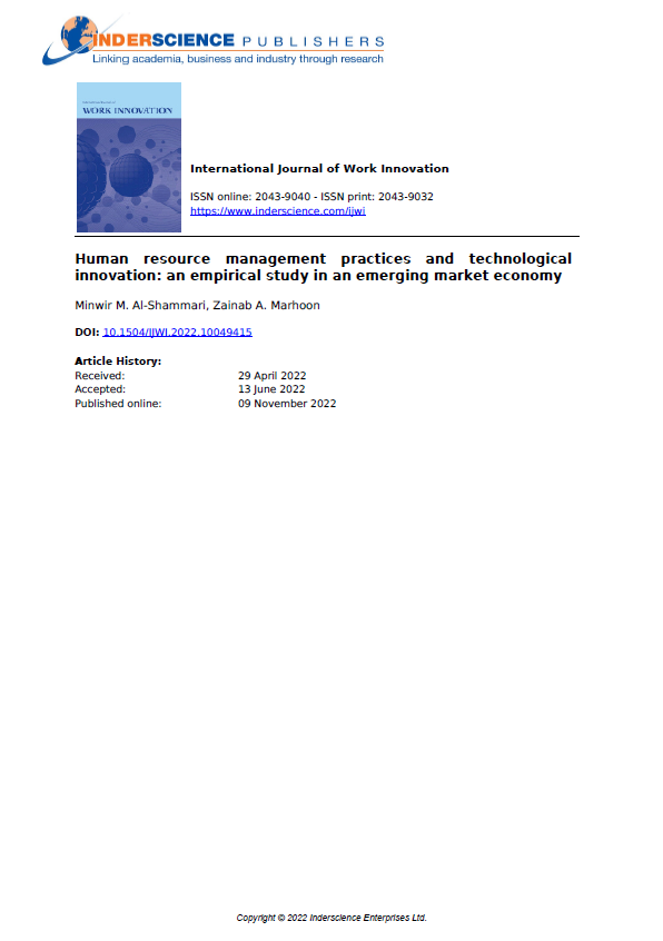 Human resource management practices and technological innovation: an empirical study in an emerging market economy