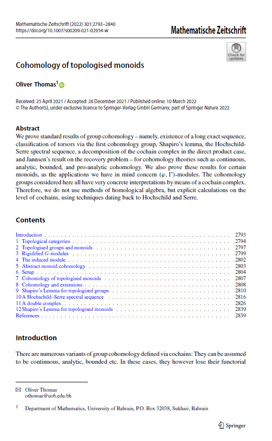 Cohomology of topologised monoids 