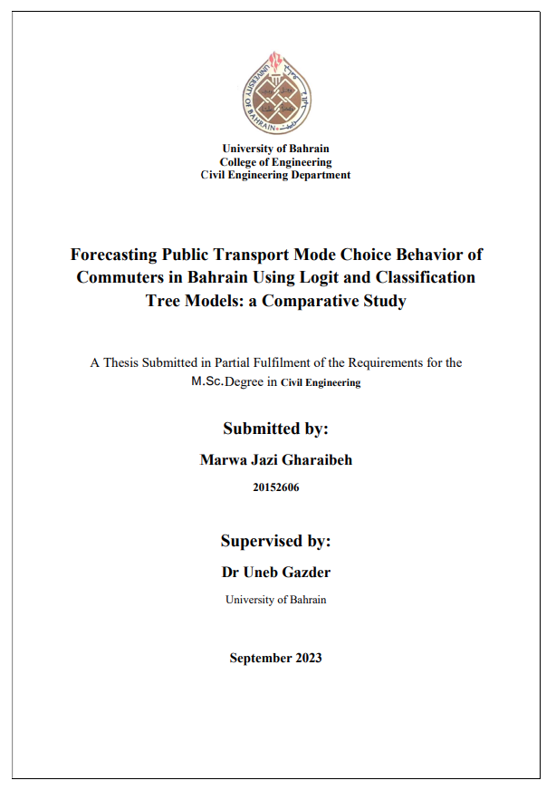 Forecasting Public Transport Mode Choice Behavior of  Commuters in Bahrain Using Logit and Classification  Tree Models: a Comparative Study