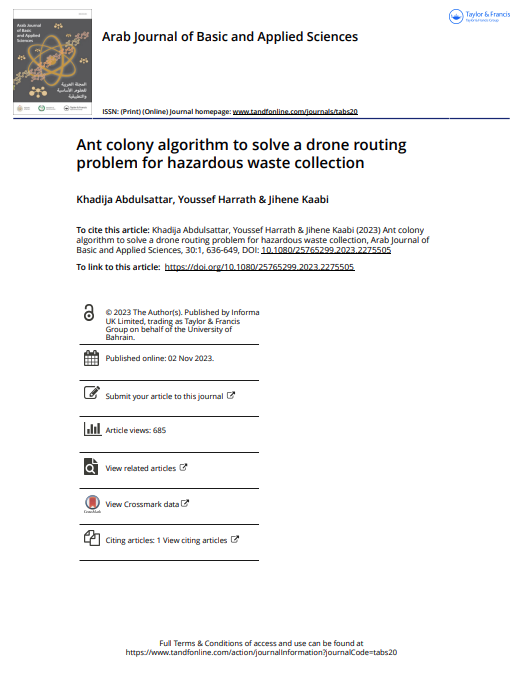 Ant colony algorithm to solve a drone routing problem for hazardous waste collection