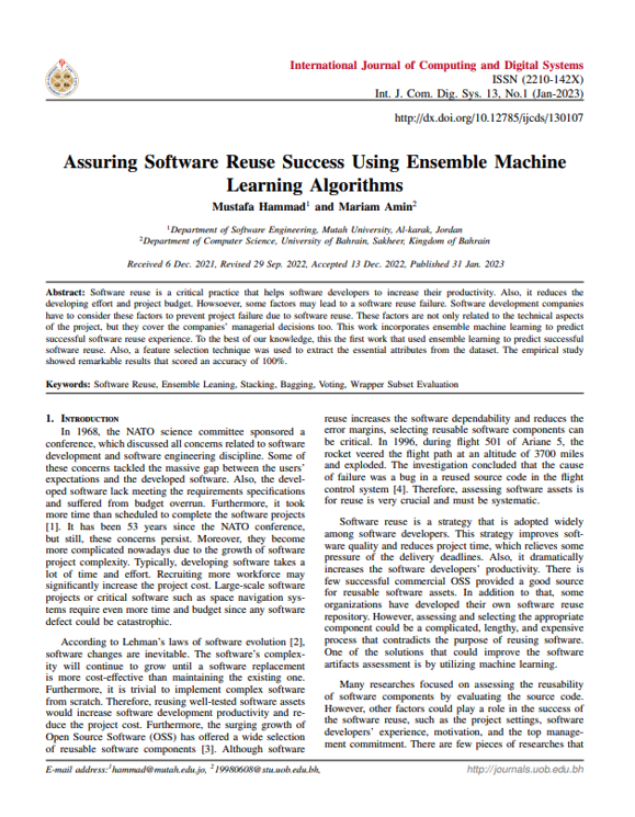 Assuring Software Reuse Success Using Ensemble Machine Learning Algorithms