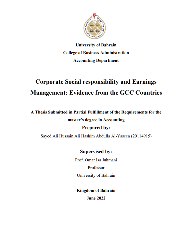 Corporate Social responsibility and Earnings  Management: Evidence from the GCC Countries