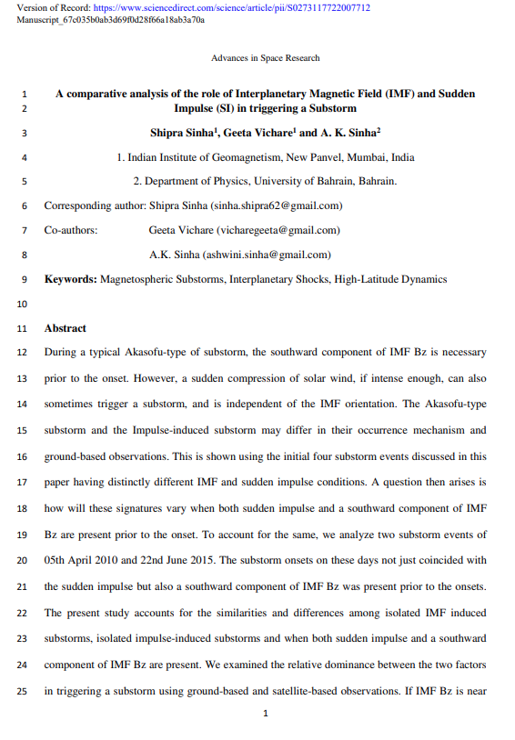 A comparative analysis of the role of interplanetary magnetic field (IMF) and sudden impulse (SI) in triggering a substorm 