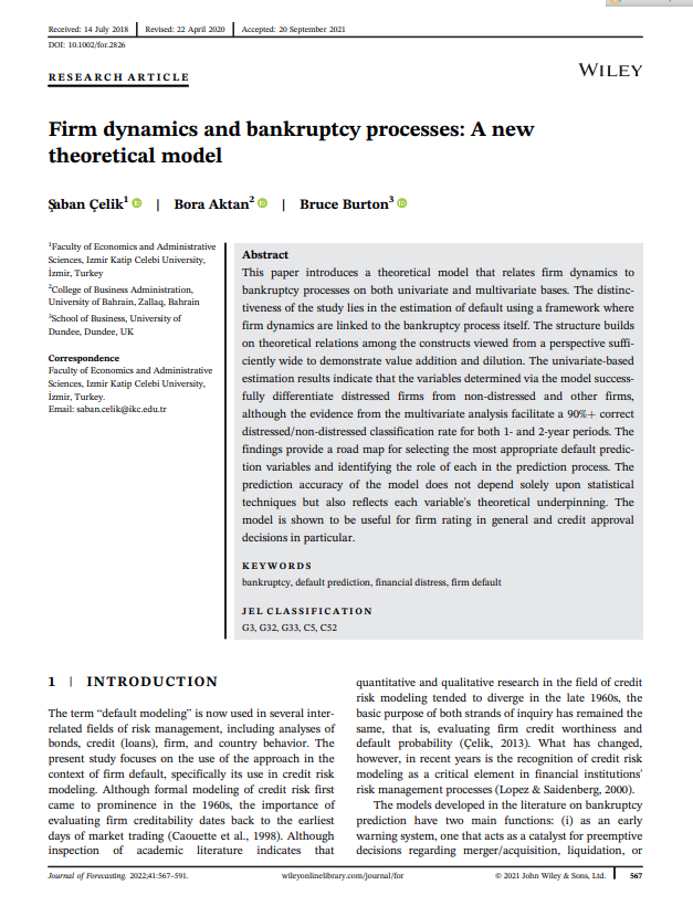 Firm dynamics and bankruptcy processes: A new theoretical model