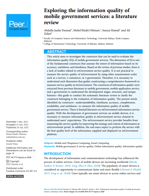 Exploring the information quality of mobile government services: a literature review